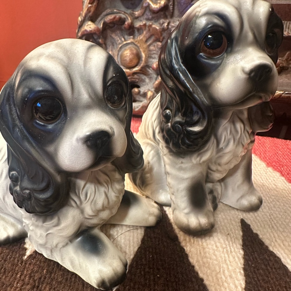 Charming Ceramic Spaniel Dog Figurines Japan